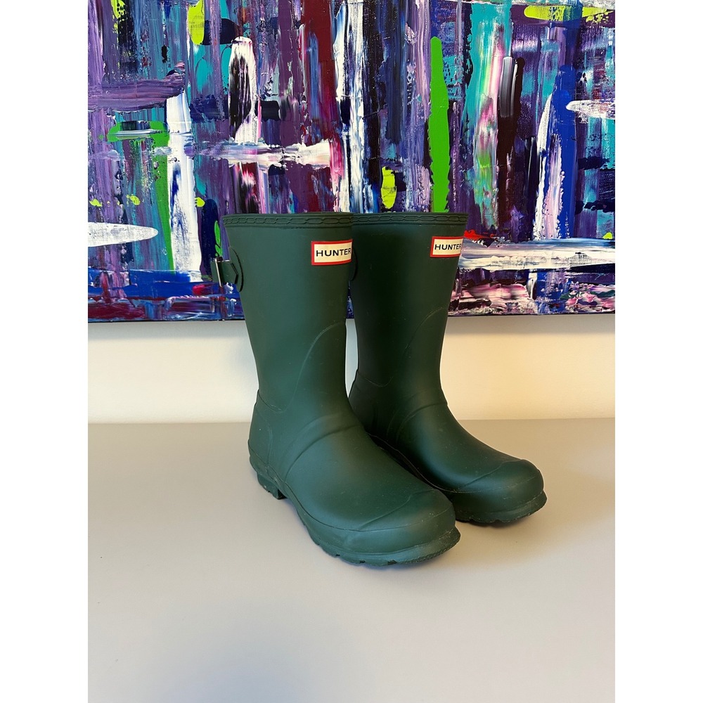 Hunter Original Short Back Adjustable Rain Boots in Hunter Green Matte | Size 6